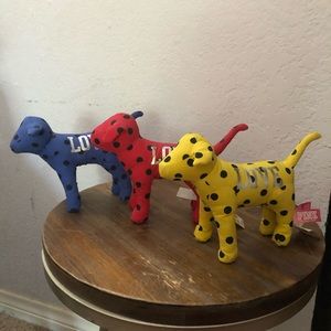 Victoria’s Secret pink polka dot “love” plush dog